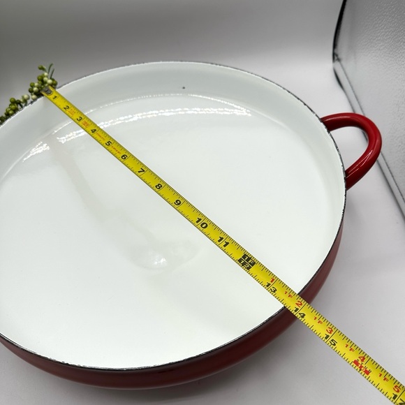 Dansk LG 14” Paella Pan. Red Enamel over Steel Curved Pot. Spots of Damage - Picture 14 of 16